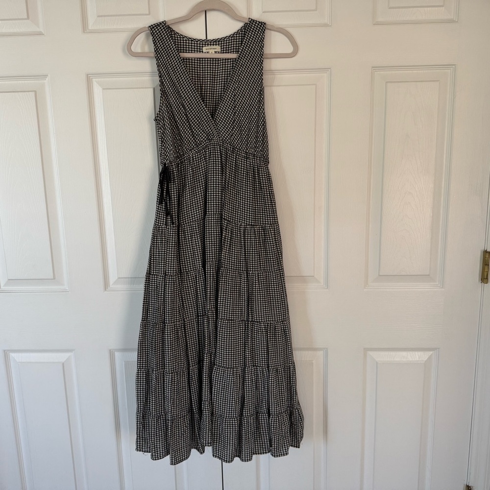 Max Studio Black and White Tiered Smocked Sundress